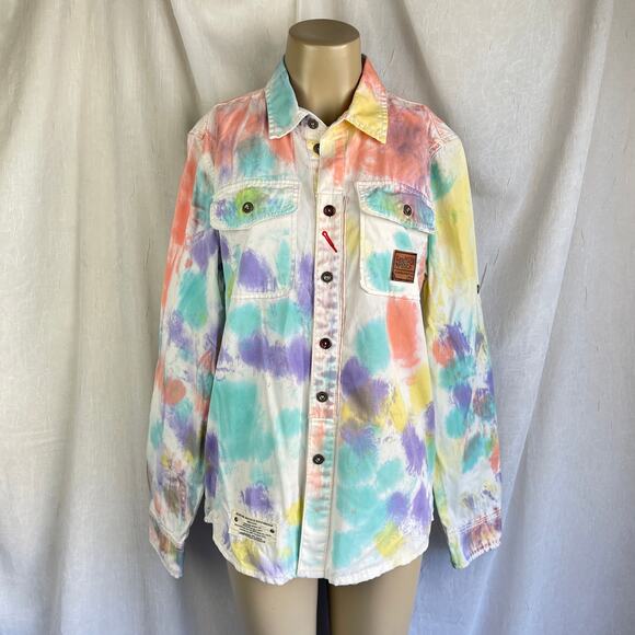 American Heritage Other - Denim Distillery Heritage America White Button Down Colorful Paint Pattern Shirt
